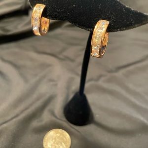 Rose gold tone CZ earrings